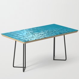 Cyan Blue Abstract Wave Design Coffee Table
