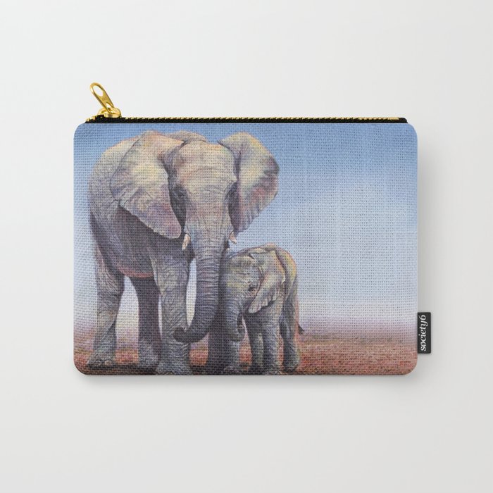 Elephants Mom Baby Carry-All Pouch