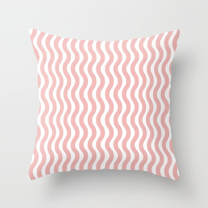 Stripes Pink Waves Throw Pillow