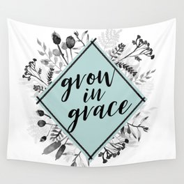 Grow in Grace Watercolor Floral Wall Tapestry
