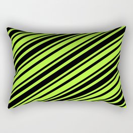 [ Thumbnail: Light Green & Black Colored Lined Pattern Rectangular Pillow ]
