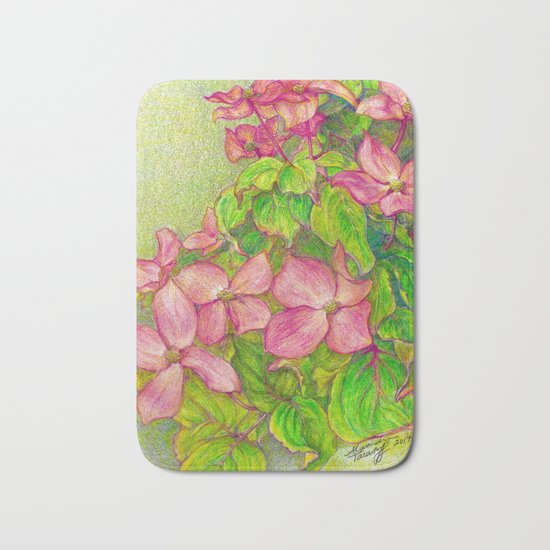 Satomi Dogwood, Pencil Sketch Bath Mat