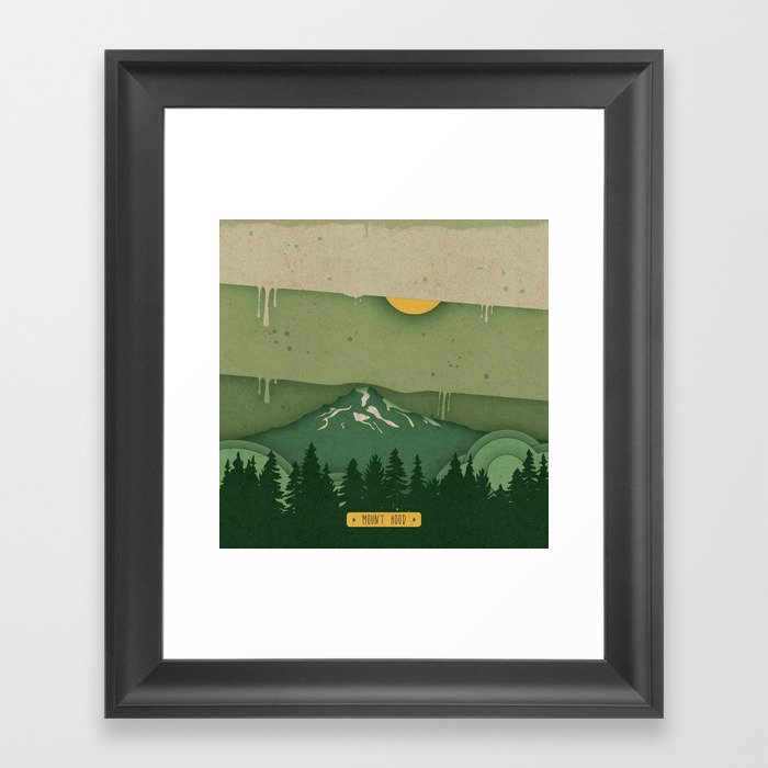 Mount Hood in Green Framed Art Print