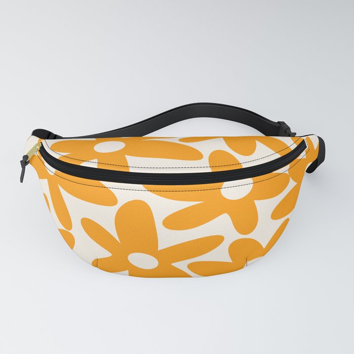 Daisy Time Retro Floral Pattern in Orange and Cream Fanny Pack