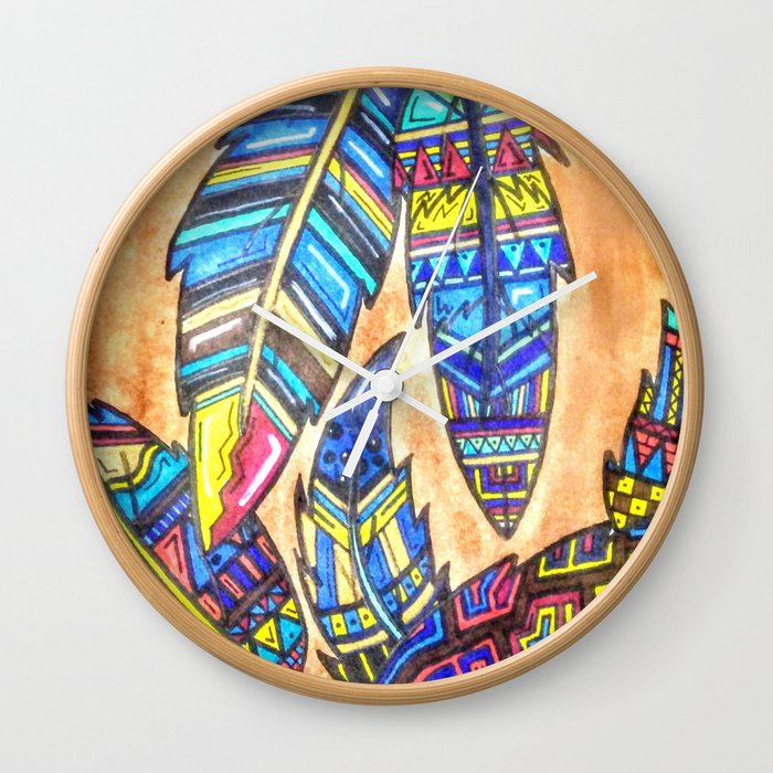 Native American Feathers Wall Clock