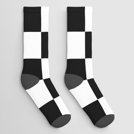 Traditional Black And White Chequered Start Flag Socks