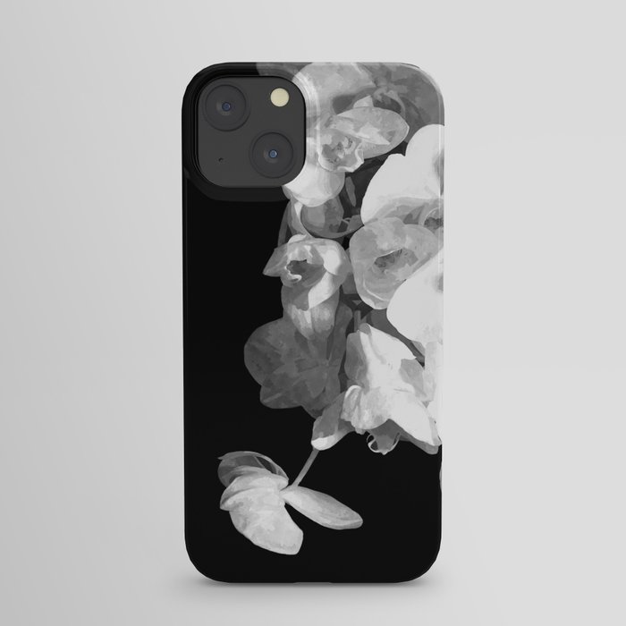 White Orchids Black Background iPhone Case