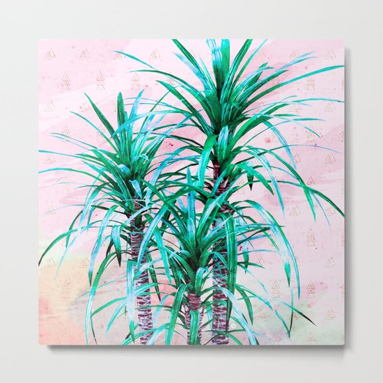 Blue palm trees with triangles Metal Print