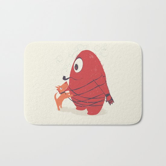 Cyclopes Monster Blob & Orange Dog Bath Mat