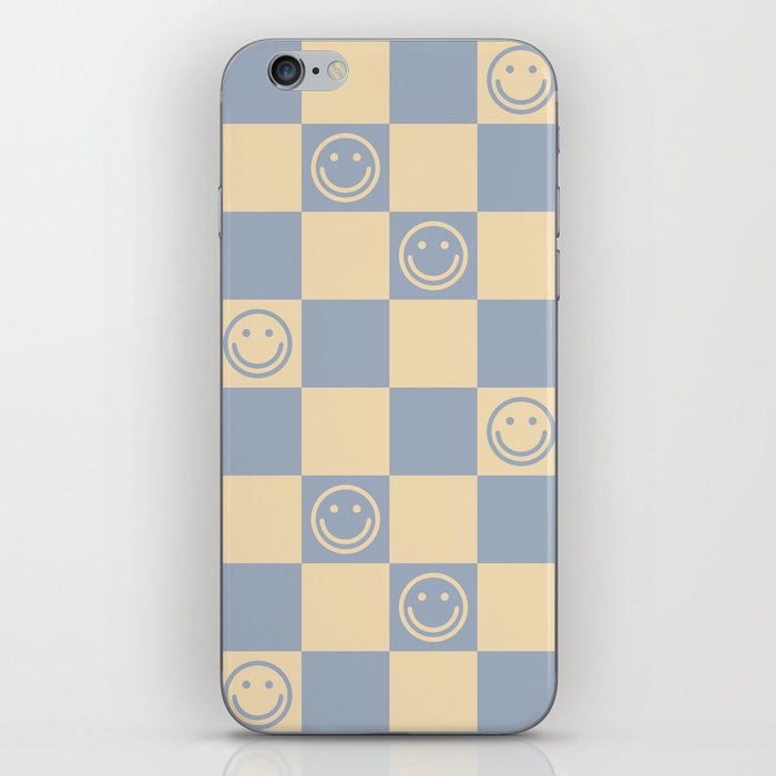 Cute Smiley Faces on Checkerboard \\ Neutral Color Palette iPhone Skin