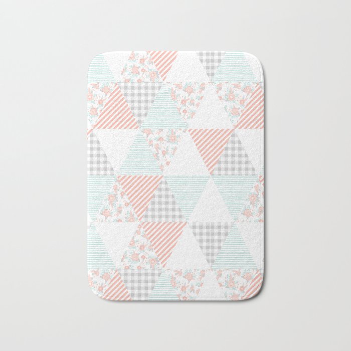 Trendy Quilt Pattern Triangle Quilt Baby Nursery Gender Neutral Gifts For New Baby Room Bath Mat By Charlottewinter
