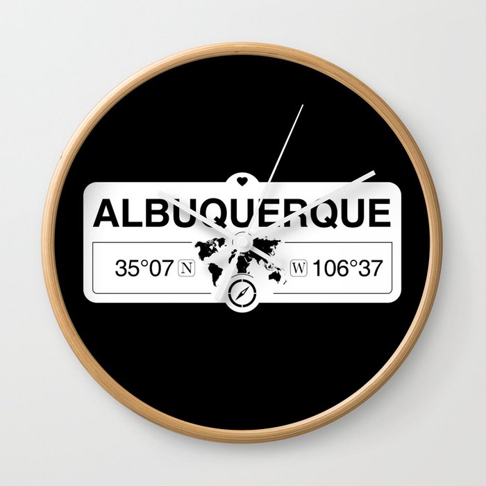 Albuquerque Mexico GPS Coordinates Artwork Wall Clock by Map Your World |