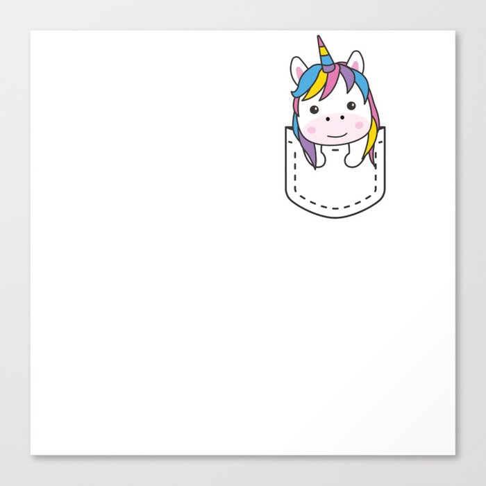 Unicorn In Pocket Cute Unicorn In Chest Pocket Canvas Print