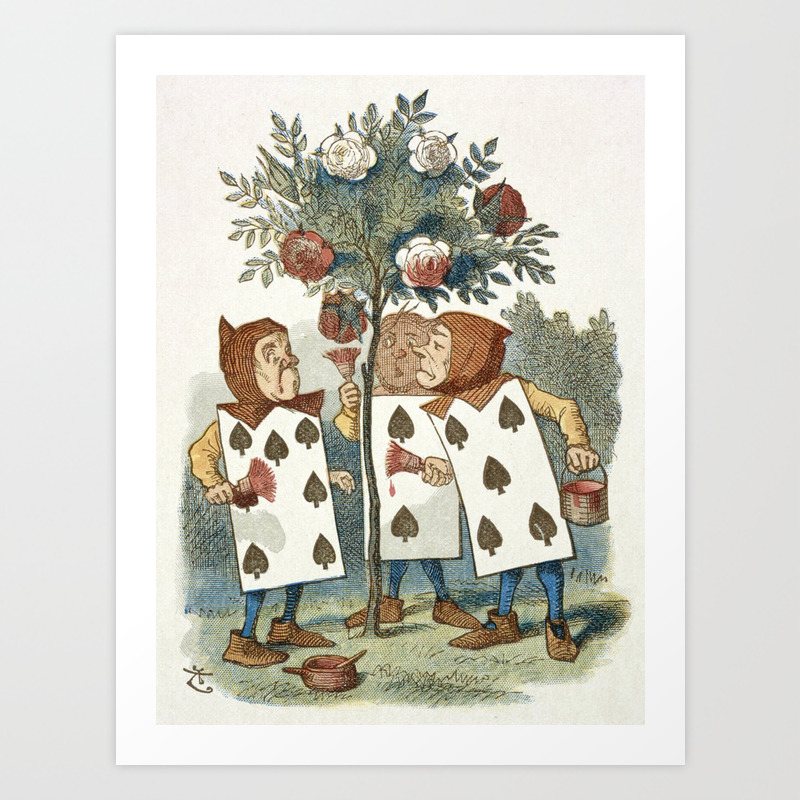 Alice In Wonderland Painting The Roses Art Print By Viktoriusart
