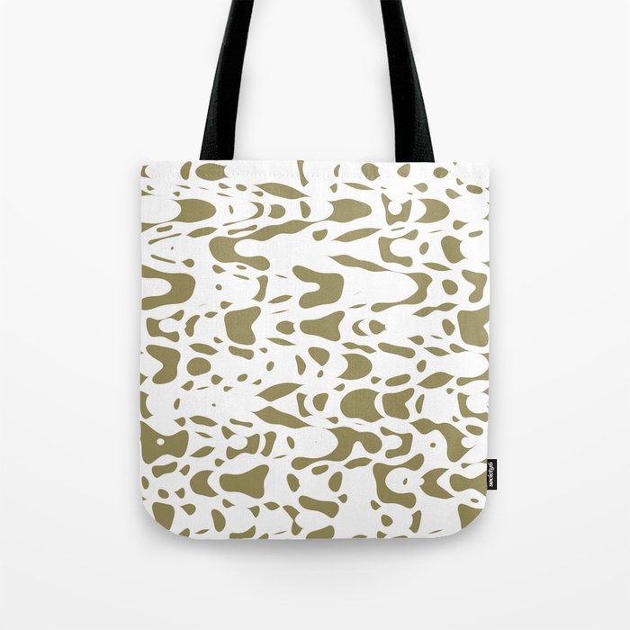 Beige and white, abstract liquid print, deformed drops flow design Tote ...