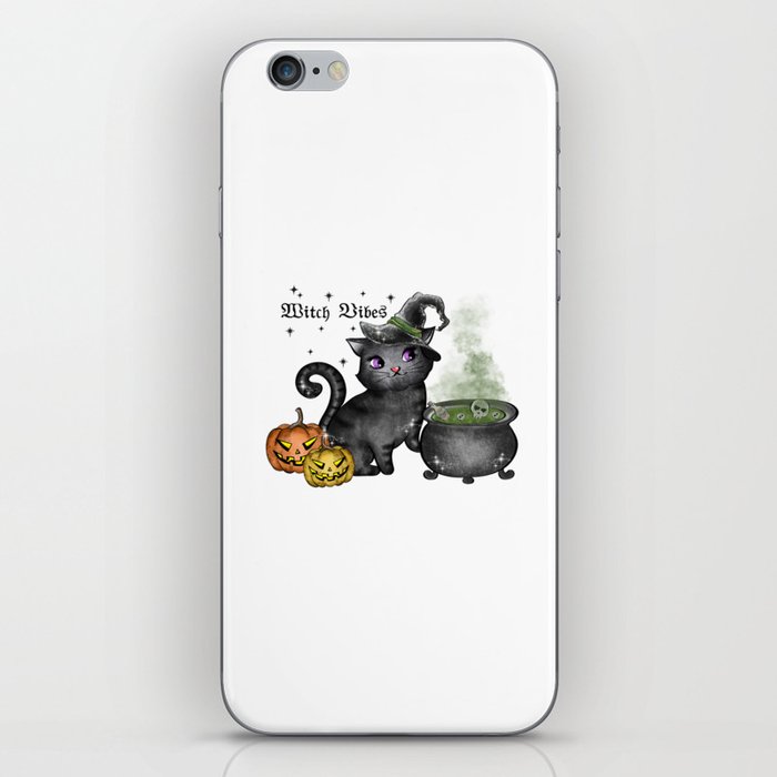 Witch vibes with a witch cat halloween iPhone Skin