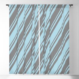 [ Thumbnail: Light Blue and Grey Colored Lined/Striped Pattern Blackout Curtain ]