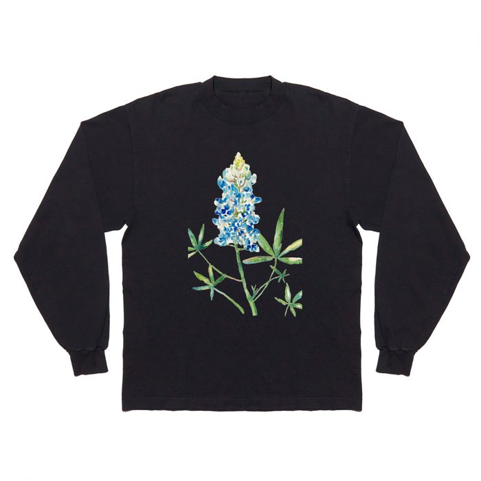 Bluebonnet flowers Watercolor Painting Long Sleeve T Shirt