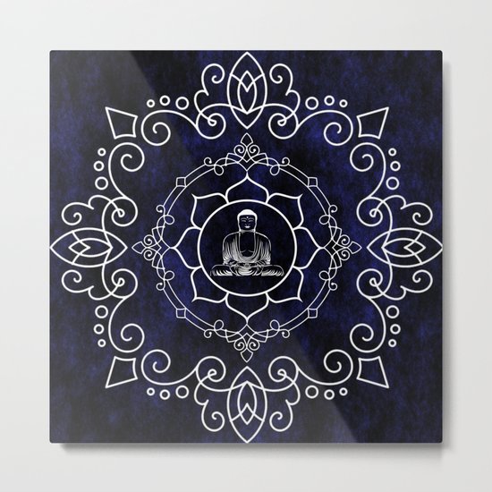 Buddha Lotus Mandala Metal Print