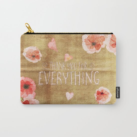 Thank you for everything- Vintage Flowers Roses floral Illustration Carry-All Pouch