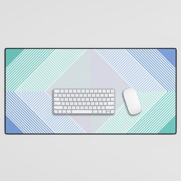 Mint Blue Triangles And Stripes Geometry Desk Mat