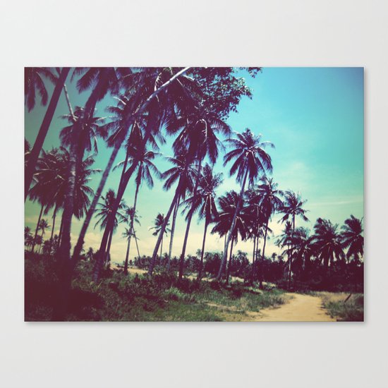 Road of palm trees Canvas Print