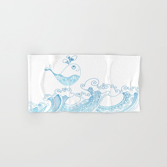Doodle fish jumping out of the water- Maritime Sea Animal Hand & Bath Towel