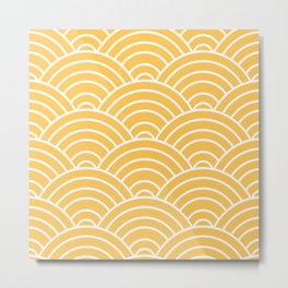 Yellow Japanese Seigaiha Wave Metal Print | Home, White, Graphicdesign, Decor, Waves, Vintage, Cool, Seigaiha, Pattern, Yellow 