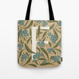 Floral Monogram Letter F Tote Bag