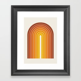 Gradient Arch IX Retro Orange Mid Century Modern Rainbow Framed Art Print