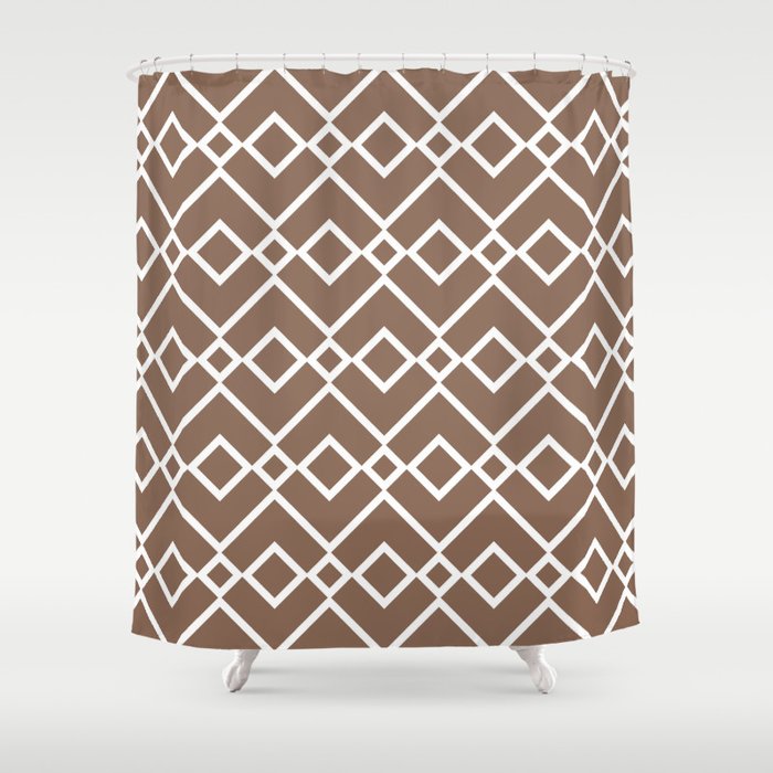 Brown and White Tessellation Line Pattern 23 Pairs 2022 Color of the Year Art and Craft DET682 Shower Curtain