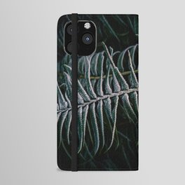 Deep green bracken frond with frost iPhone Wallet Case