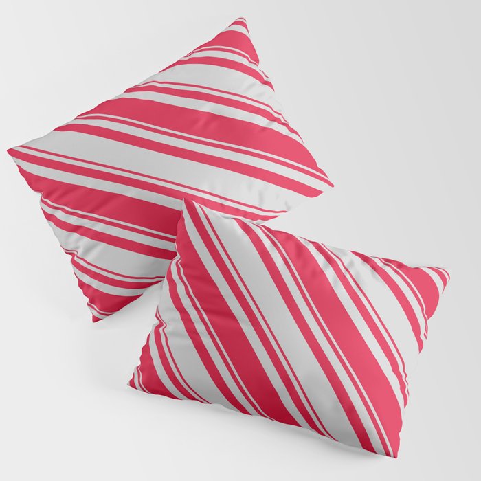 Light Grey and Crimson Colored Lines/Stripes Pattern Pillow Sham