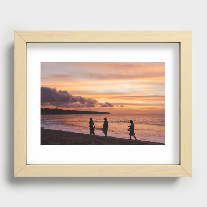 Sunset beach Uluwatu Bali- orange tones - photography travel art print Recessed Framed Print