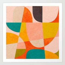 abstract painterly mid century shapes 4 Art Print