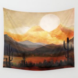 Desert in the Golden Sun Glow Wall Tapestry