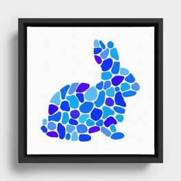 Blue Bunny Pointillism Style Framed Canvas