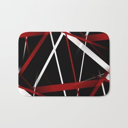 Seamless Red and White Stripes on A Black Background Bath Mat