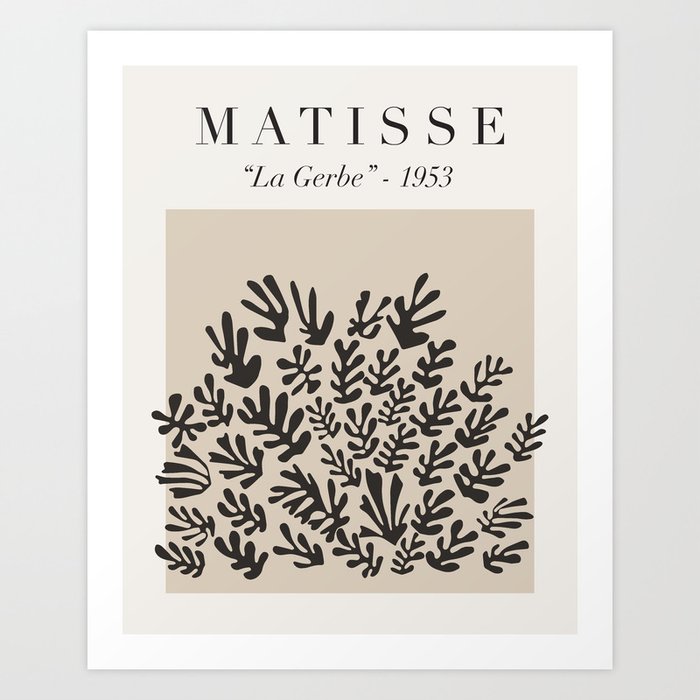 Black and Beige Matisse Poster – “La Gerbe” – “The Sheaf” Art Print