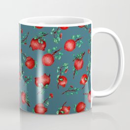 "Vintage garnets" Healthy exotic pomegranate fruit pattern on dark teal backround Coffee Mug