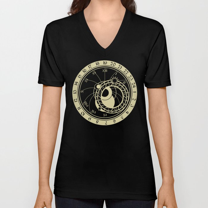 Astrological Clock V Neck T Shirt