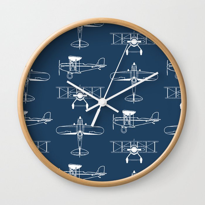 Biplanes // Navy Wall Clock