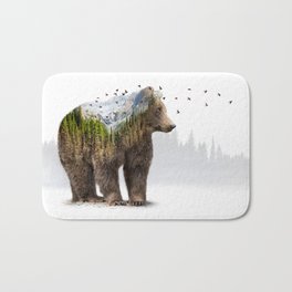 Wild I Shall Stay | Bear Bath Mat | Animal, Digital, Nature, Landscape, Wilderness, Bear, Doubleexposure, Graphicdesign 