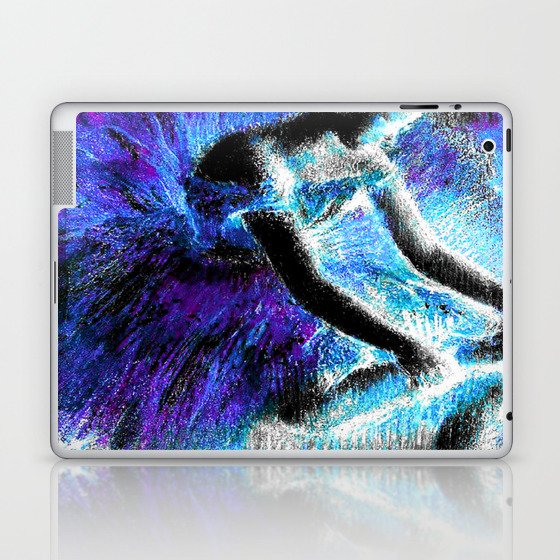 Black Ballerina  Violet Turquoise Blue Laptop & iPad Skin