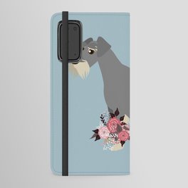 Schnauzer and Flowers Salt and Pepper Dog Blue Android Wallet Case