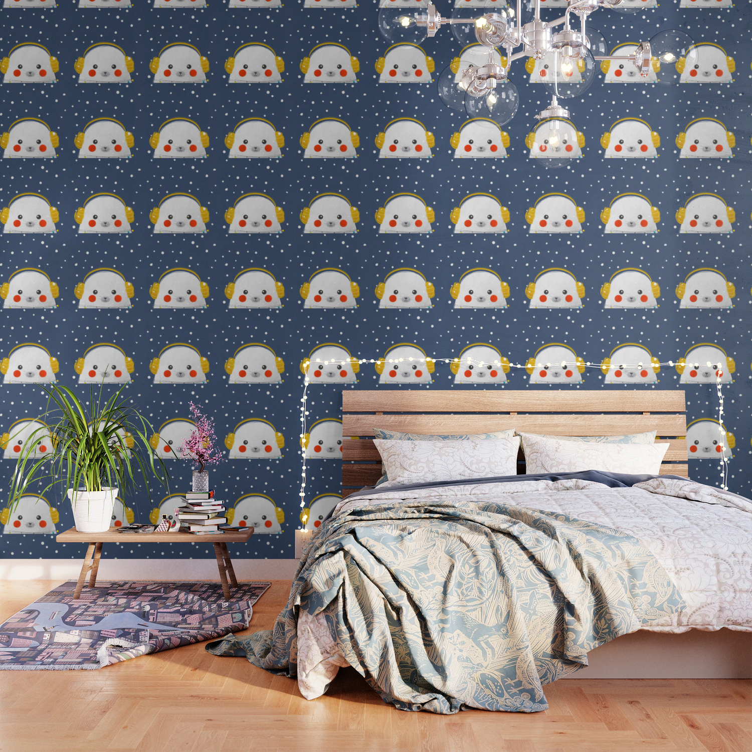 Christmas Baby Seal With Fairy Lights Wallpaper By Happyplum