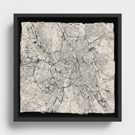 Toulouse, France - Artistic Map - Black and White Framed Canvas