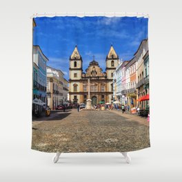 Brazil Photography - Beautiful Town Square Under The Blue Sky Shower Curtain