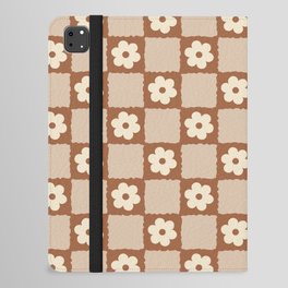 Retro Flower Checker in Brown iPad Folio Case