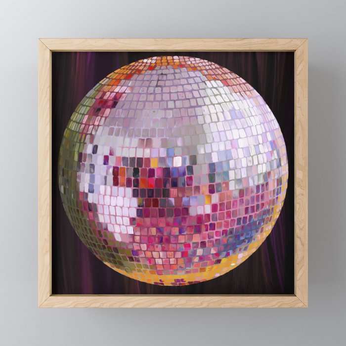 Pink Disco Ball oil painting Framed Mini Art Print